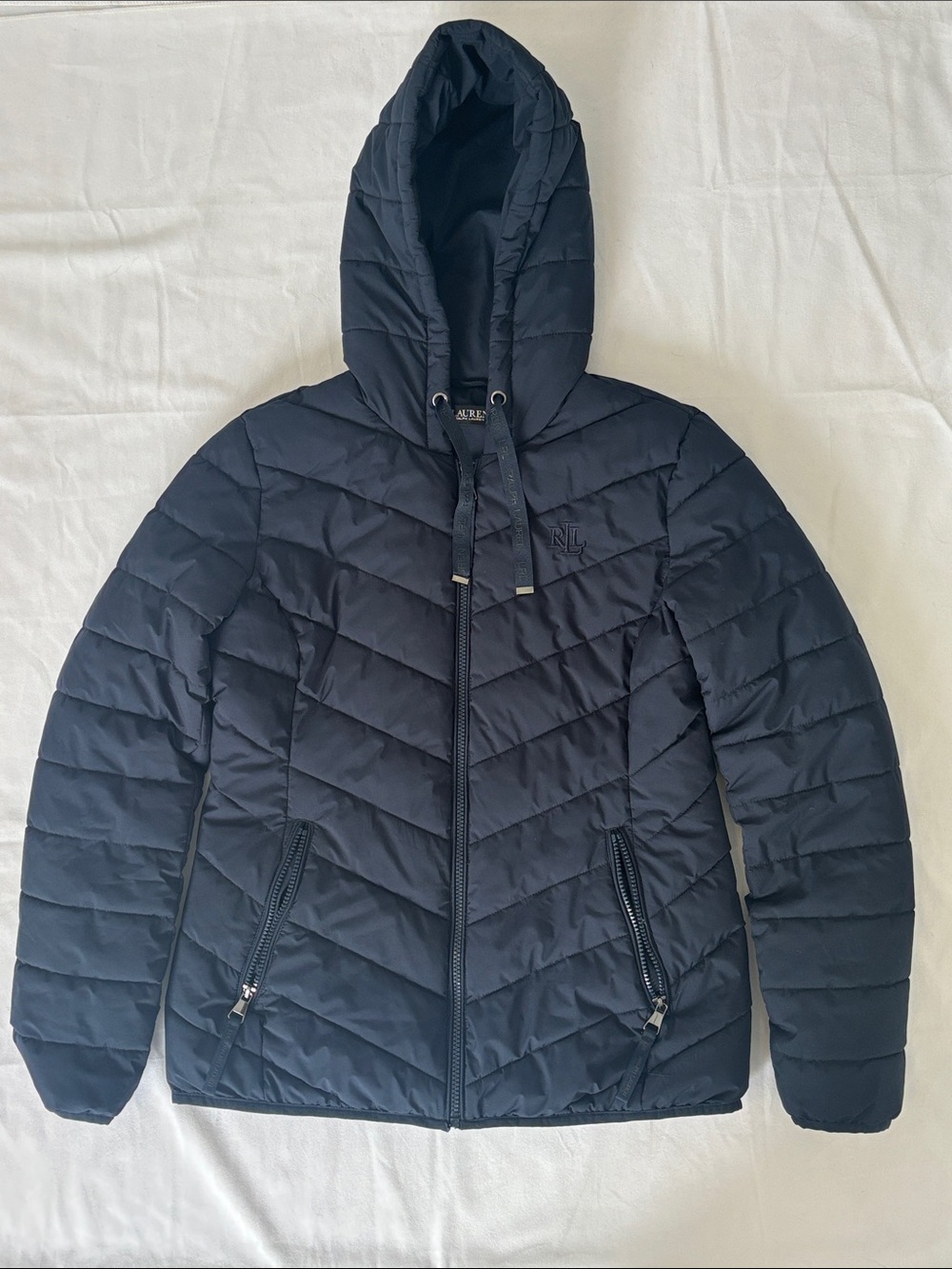 Ralph Lauren Quilted Hooded Jacket in Navy Blue